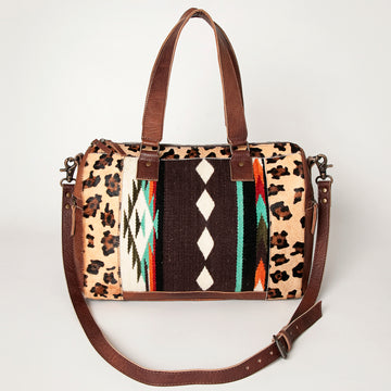 American Darling ADBG1000 Duffel Hair-On Saddle Blanket Genuine Leather Women Bag Western Handbag Purse